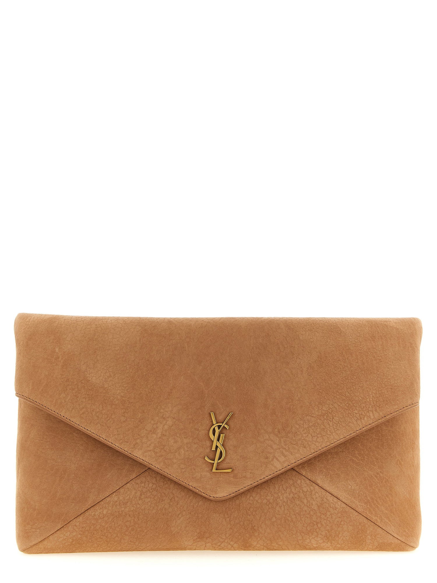 Saint Laurent Envelope Maxi Clutch Brown