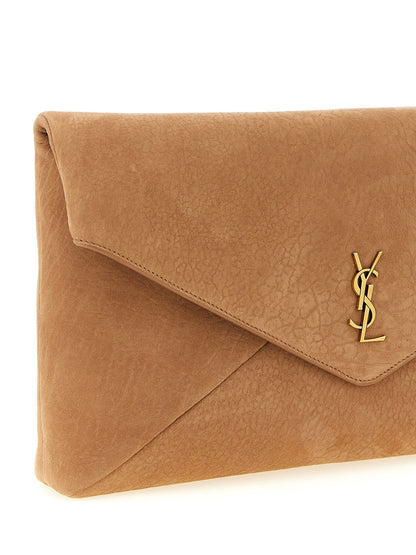 Saint Laurent Envelope Maxi Clutch Brown