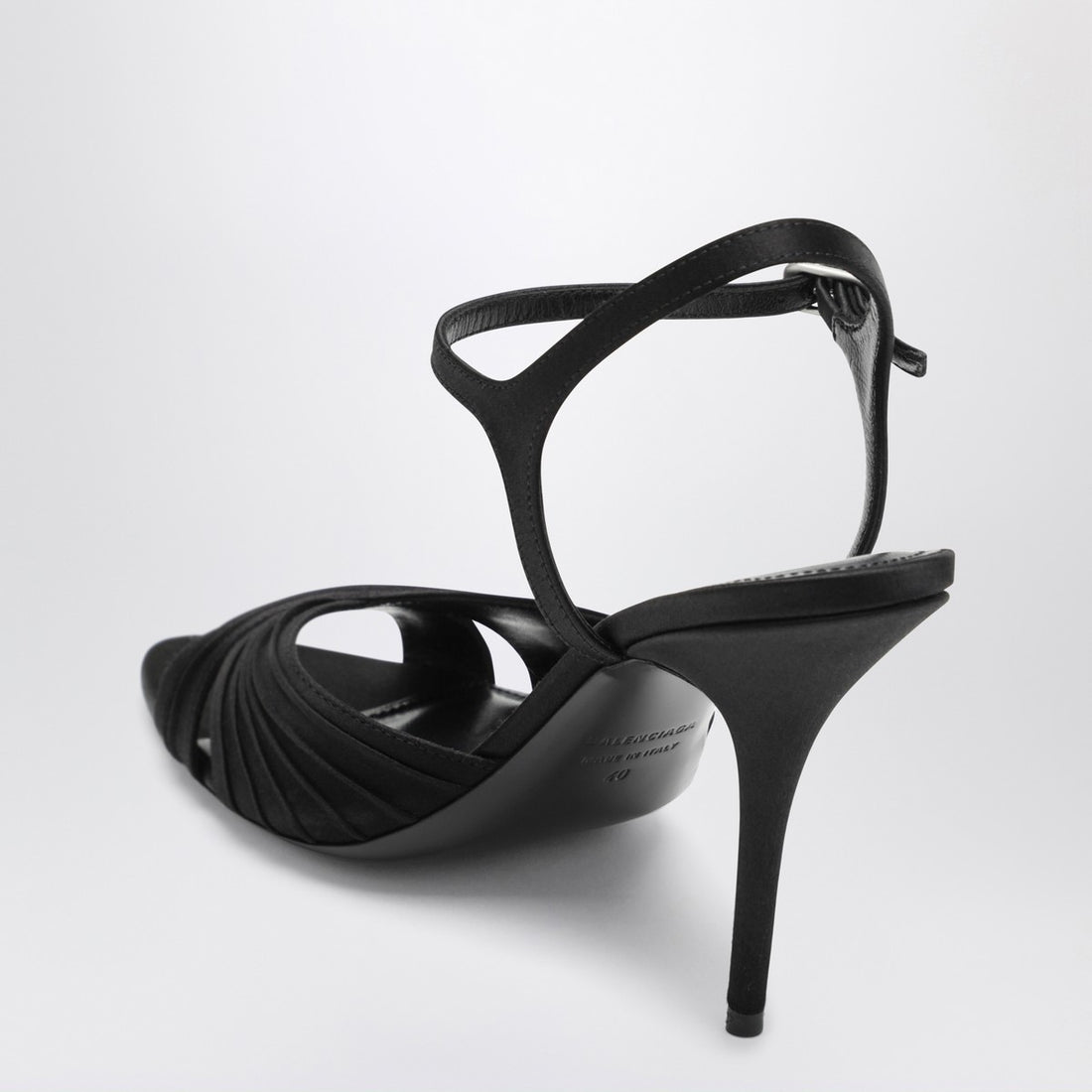 Balenciaga Dynastie Black Satin High-Heel Sandals Black