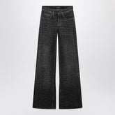 Balenciaga Wide-Leg Jacquard Logo Jeans Black