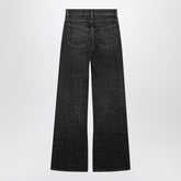 Balenciaga Wide-Leg Jacquard Logo Jeans Black