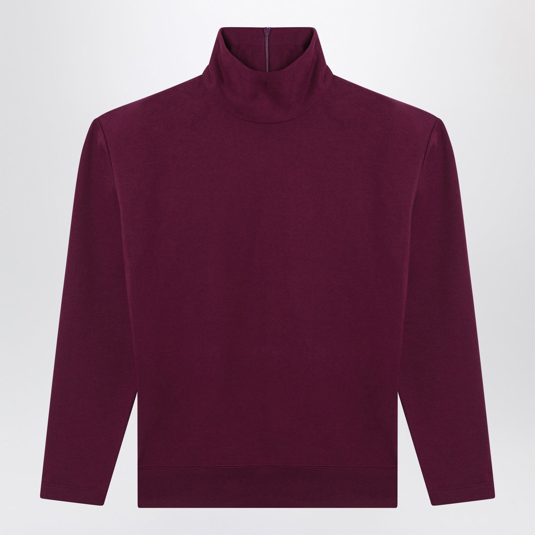 Saint Laurent Boxy High-Neck Purple Wool Sweater with Oversized Shoulders Purple