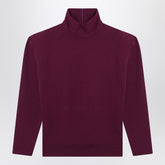Saint Laurent Boxy High-Neck Purple Wool Sweater with Oversized Shoulders Purple