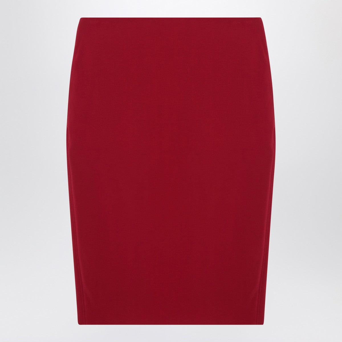 Saint Laurent red satin pencil skirt with Cassandre zip and mid-rise waist red