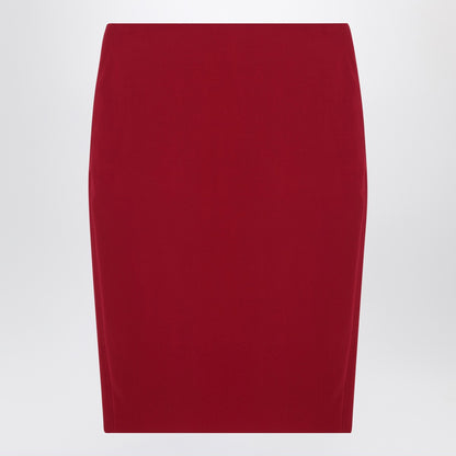 Saint Laurent red satin pencil skirt with Cassandre zip and mid-rise waist red