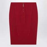 Saint Laurent red satin pencil skirt with Cassandre zip and mid-rise waist red