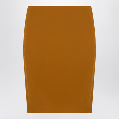 Saint Laurent Ochre Yellow Satin Pencil Skirt Orange
