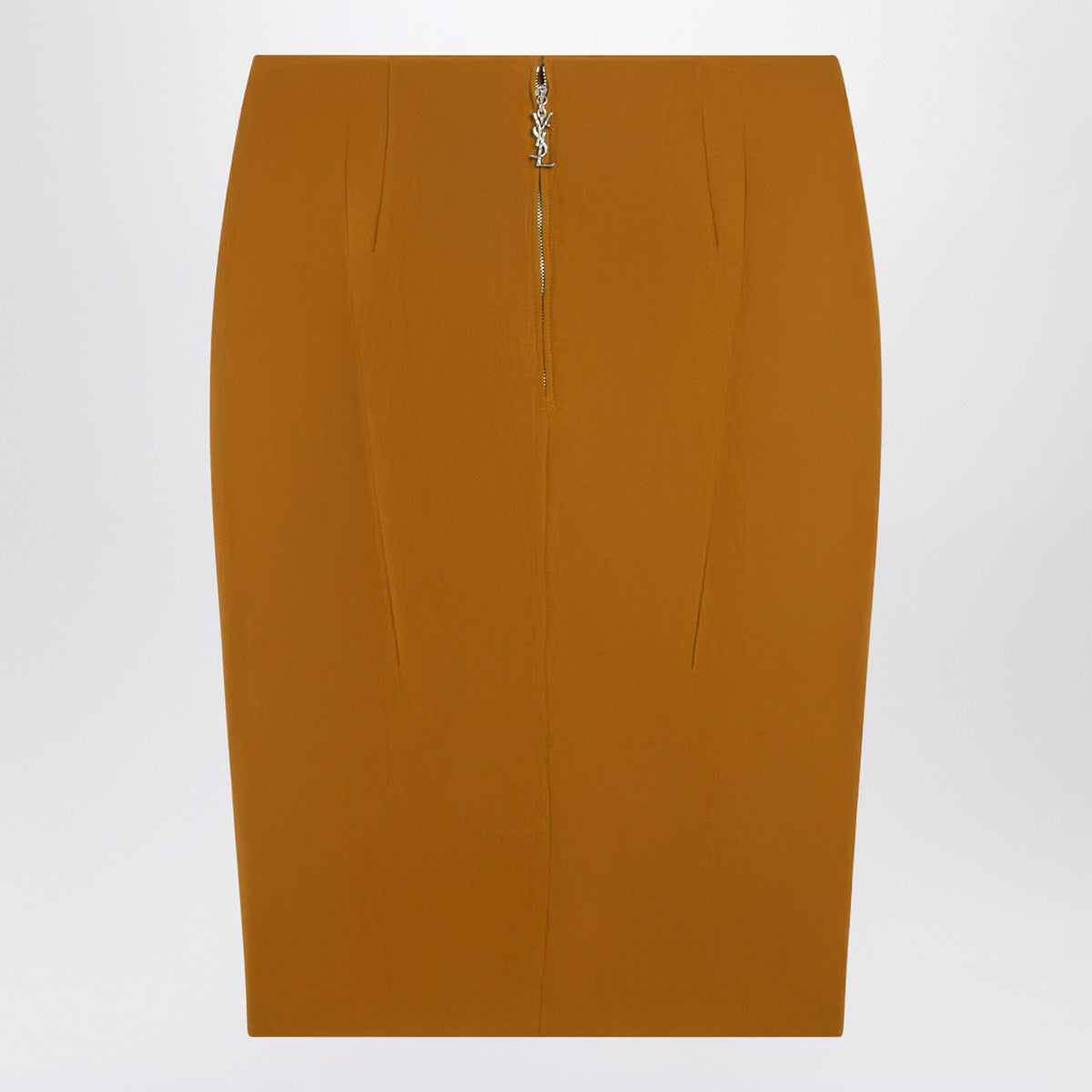 Saint Laurent Ochre Yellow Satin Pencil Skirt Orange