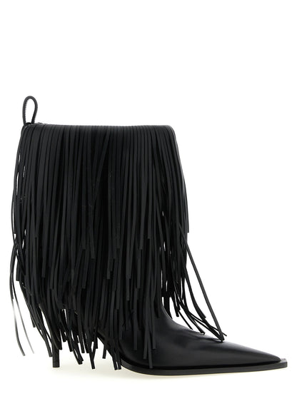 Balenciaga Avenue Fringe Ankle Boots Black