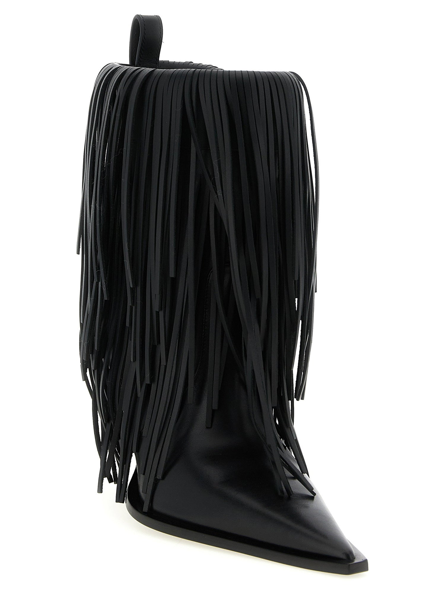Balenciaga Avenue Fringe Ankle Boots Black