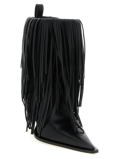 Balenciaga Avenue Fringe Ankle Boots Black