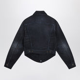 Balenciaga Navy Distressed Denim Jacket Blue
