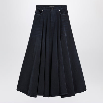 Balenciaga Maxi Godet Denim Skirt Blue