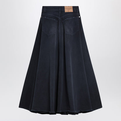 Balenciaga Maxi Godet Denim Skirt Blue