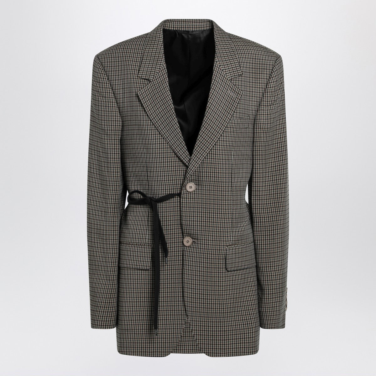 Balenciaga Vichy Lyocell Jacket Side Lace Green