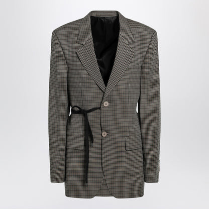 Balenciaga Vichy Lyocell Jacket Side Lace Green