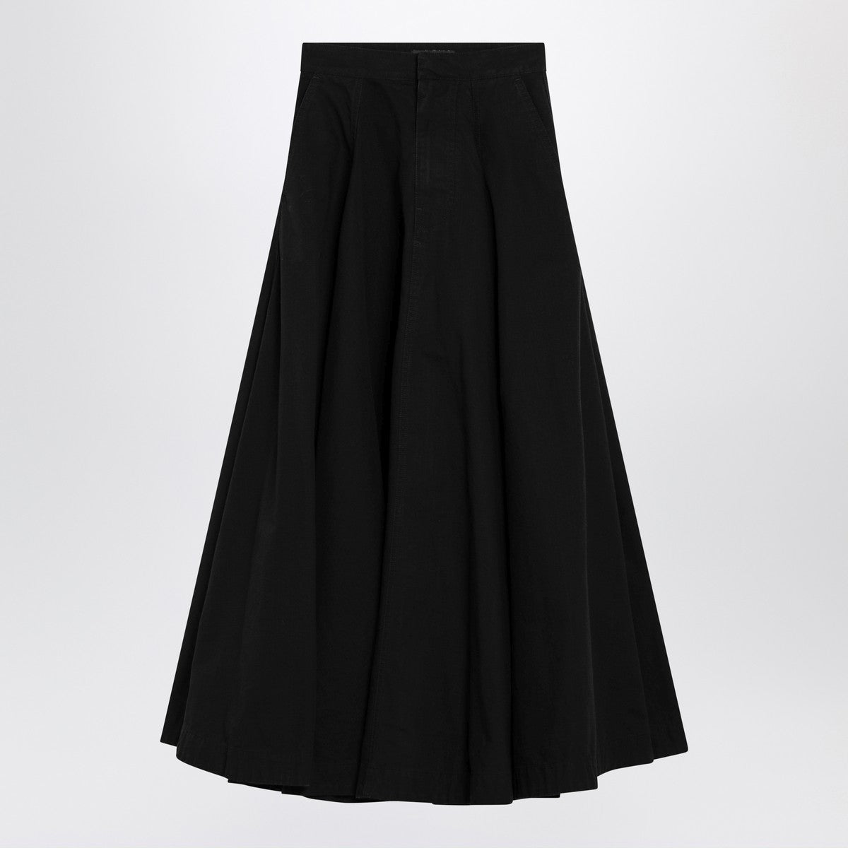 Balenciaga Godet Cotton Ripstop Maxi Skirt Black