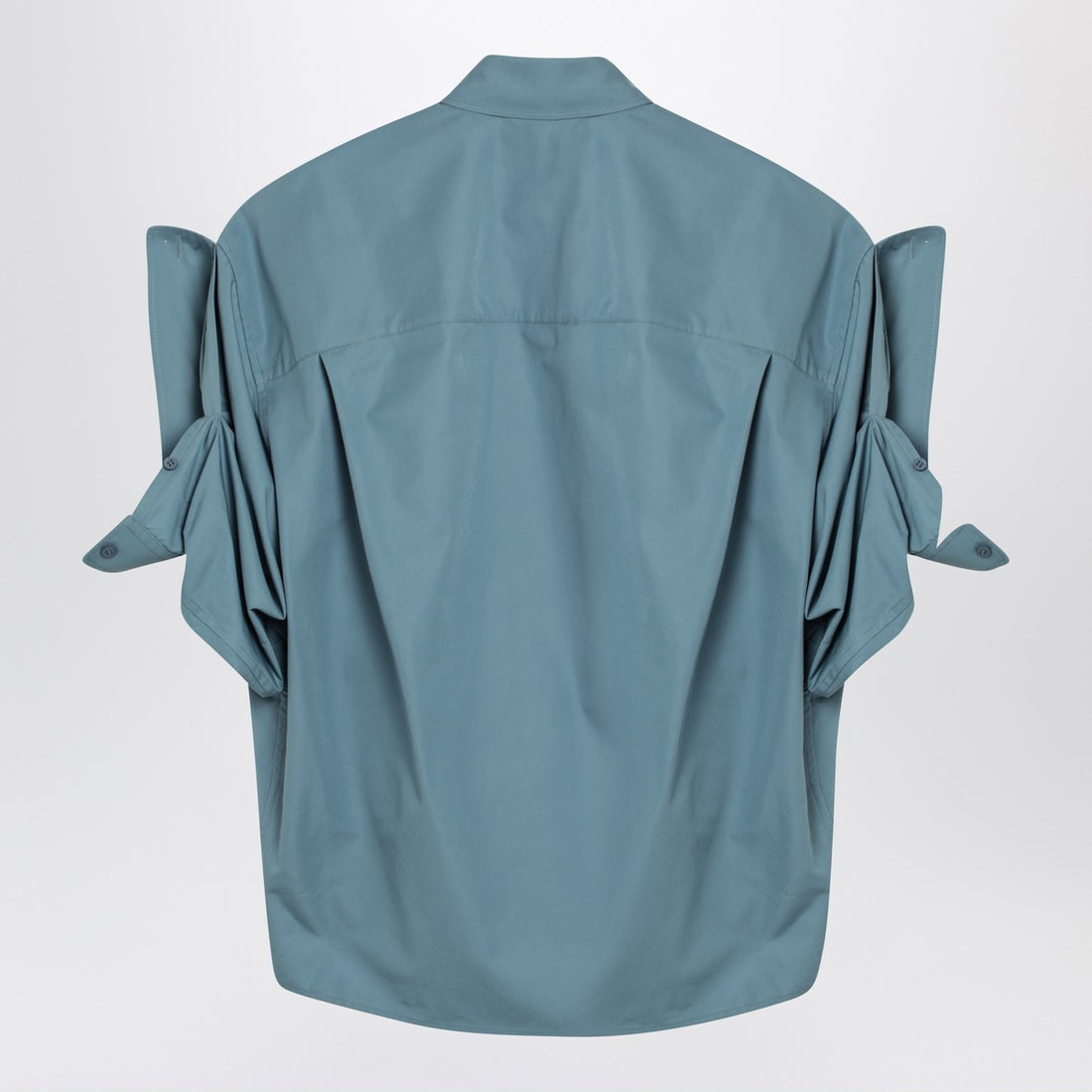 Balenciaga Grey-Blue Cotton Turn-Up Shirt Grey