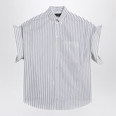 Balenciaga Striped Cotton Shirt Turn-Up White