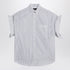 Balenciaga Striped Cotton Shirt Turn-Up White
