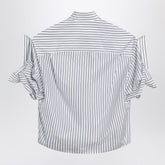 Balenciaga Striped Cotton Shirt Turn-Up White