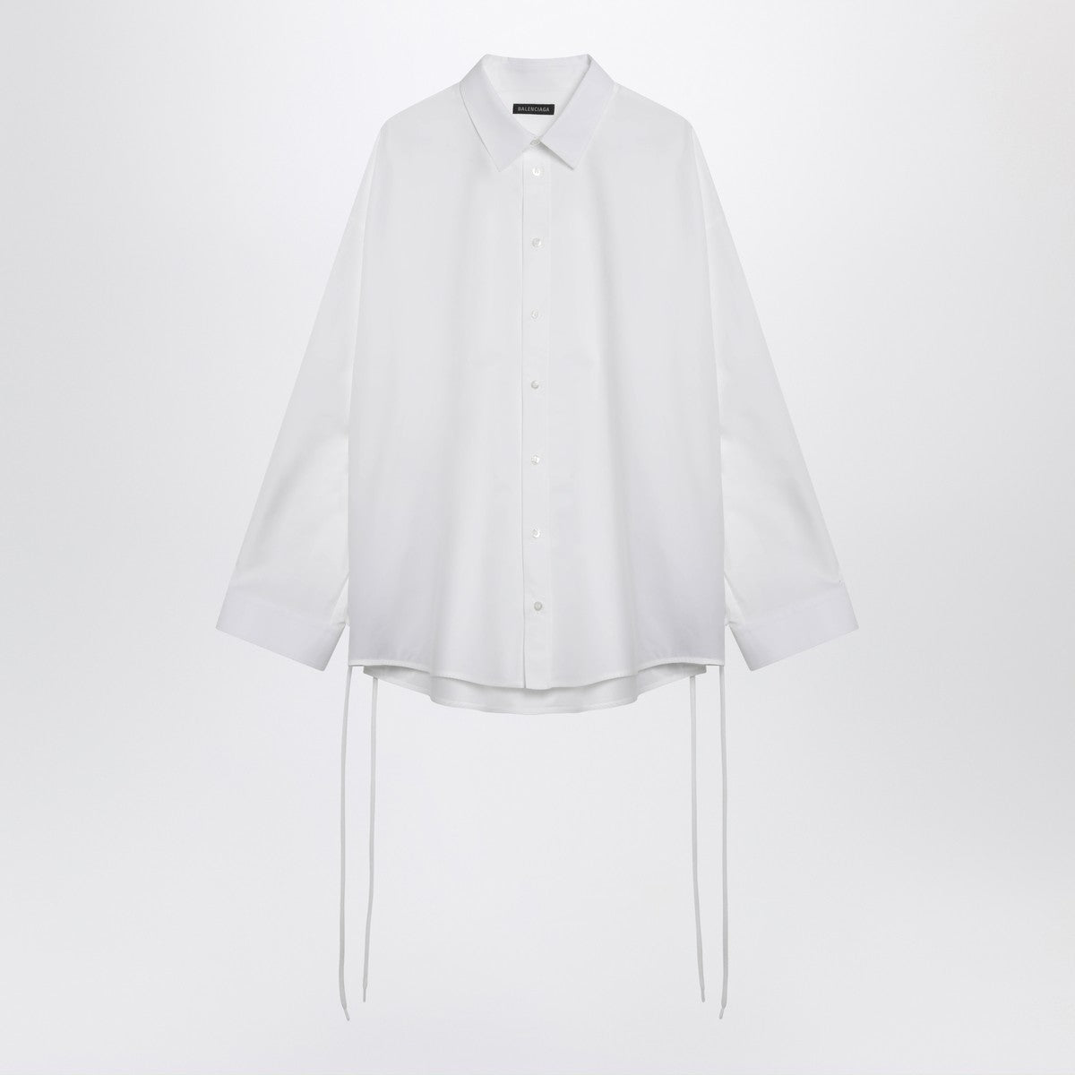 Balenciaga Lace-Up Cotton Oversized Shirt White