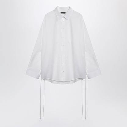 Balenciaga Lace-Up Cotton Oversized Shirt White