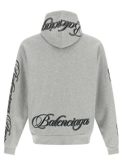 Balenciaga Cursive Hoodie Gray
