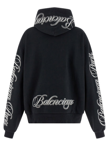 Balenciaga Cursive Hoodie Black