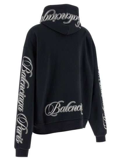 Balenciaga Cursive Hoodie Black
