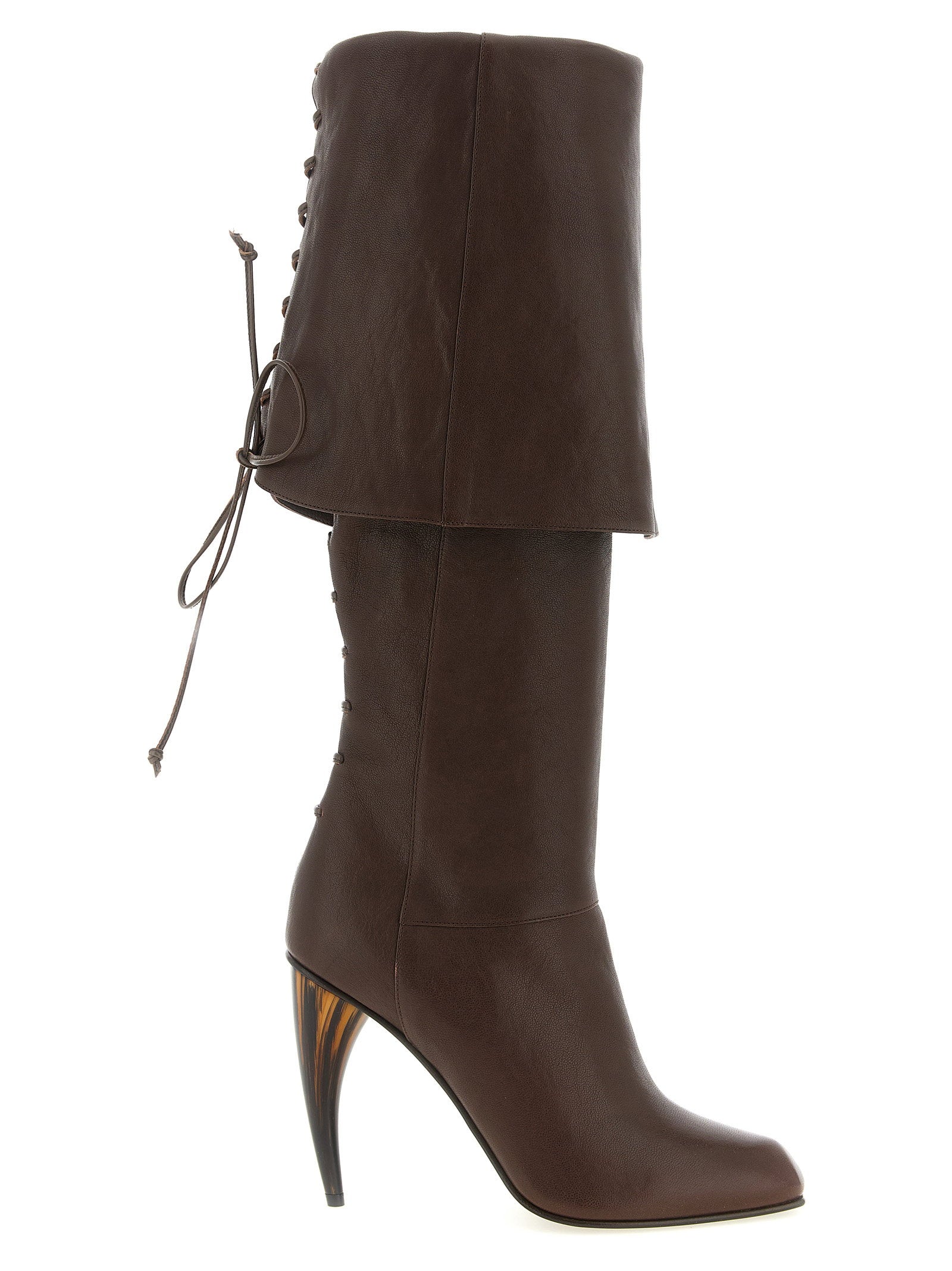 Alexander McQueen Horn Heel Boots Brown