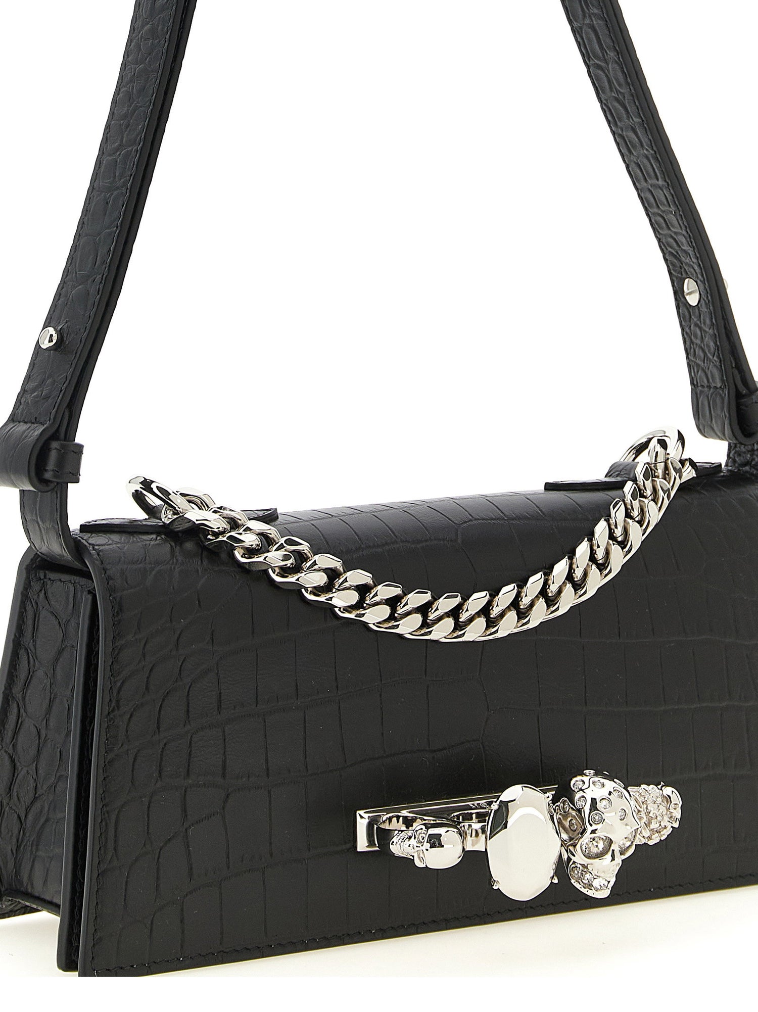 Alexander McQueen Jewelled Mini Shoulder Bag Black