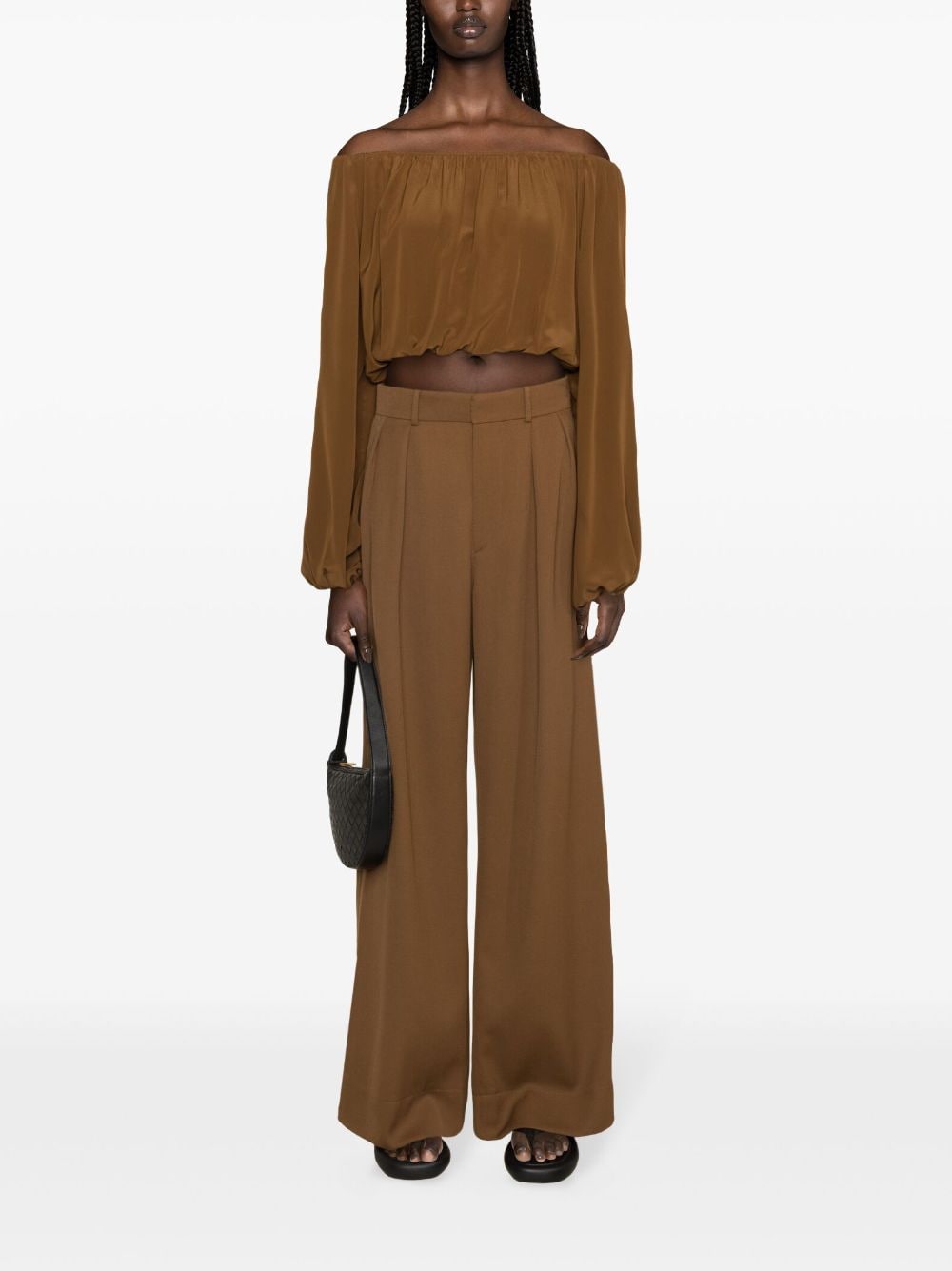 WARDROBE.NYC High-Rise Wide-Leg Virgin Wool Trousers Brown brown