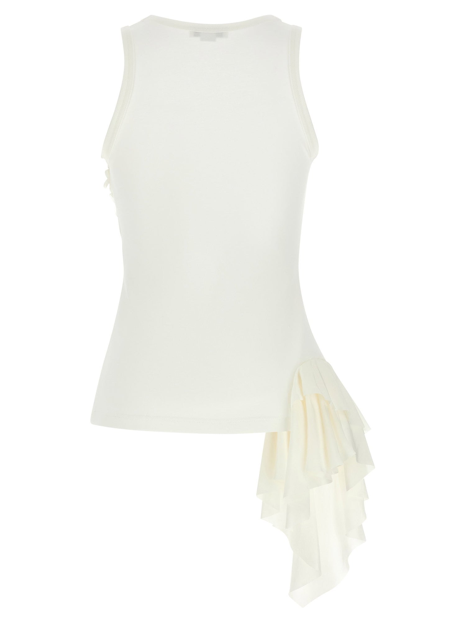 Alexander McQueen Silk Ruffle Tank Top White