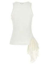 Alexander McQueen Silk Ruffle Tank Top White