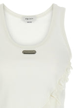 Alexander McQueen Silk Ruffle Tank Top White
