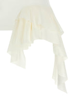 Alexander McQueen Silk Ruffle Tank Top White