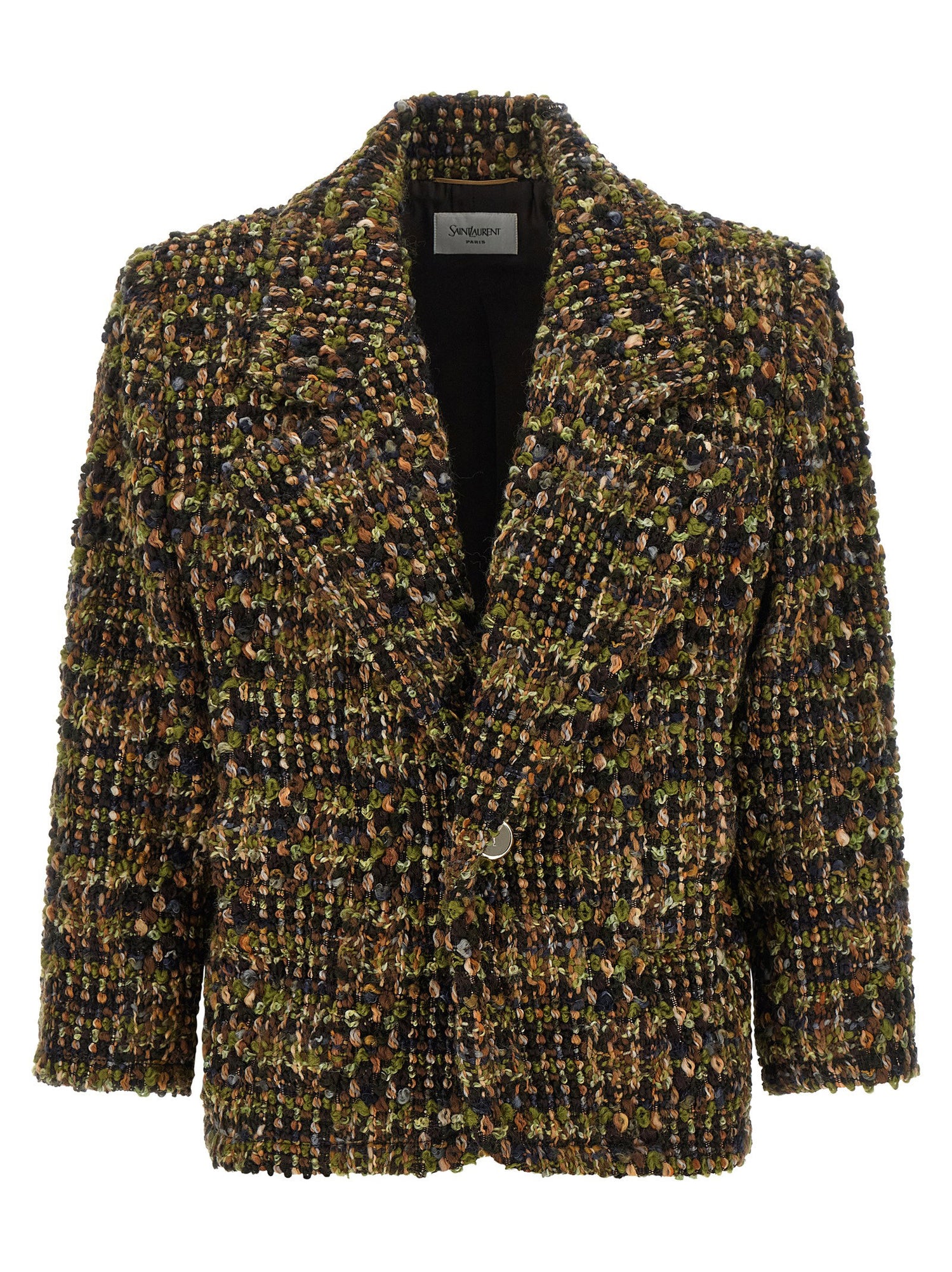 Saint Laurent Bouclé Tweed Blazer Multicolor