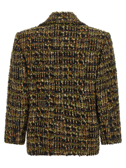 Saint Laurent Bouclé Tweed Blazer Multicolor