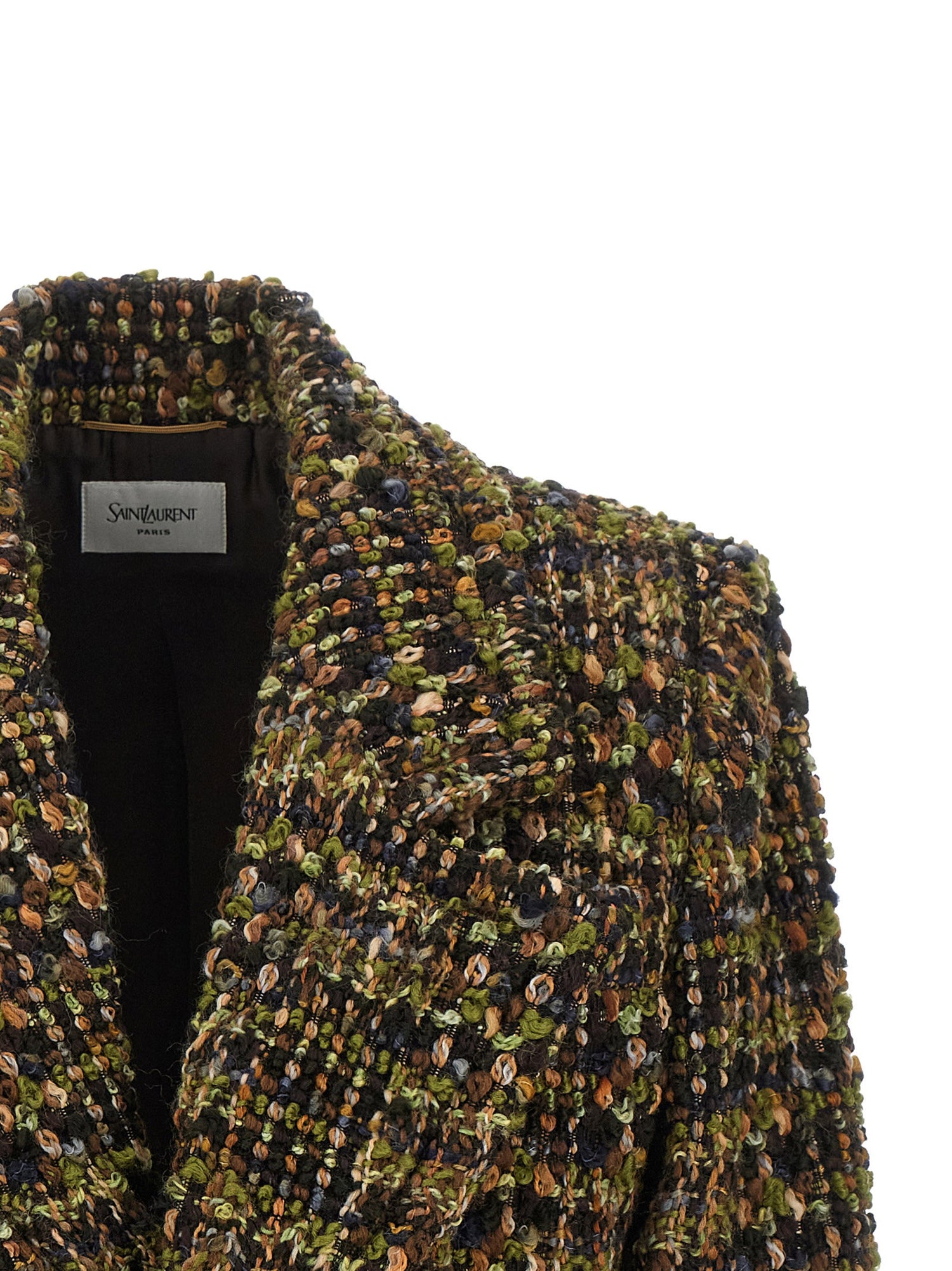 Saint Laurent Bouclé Tweed Blazer Multicolor