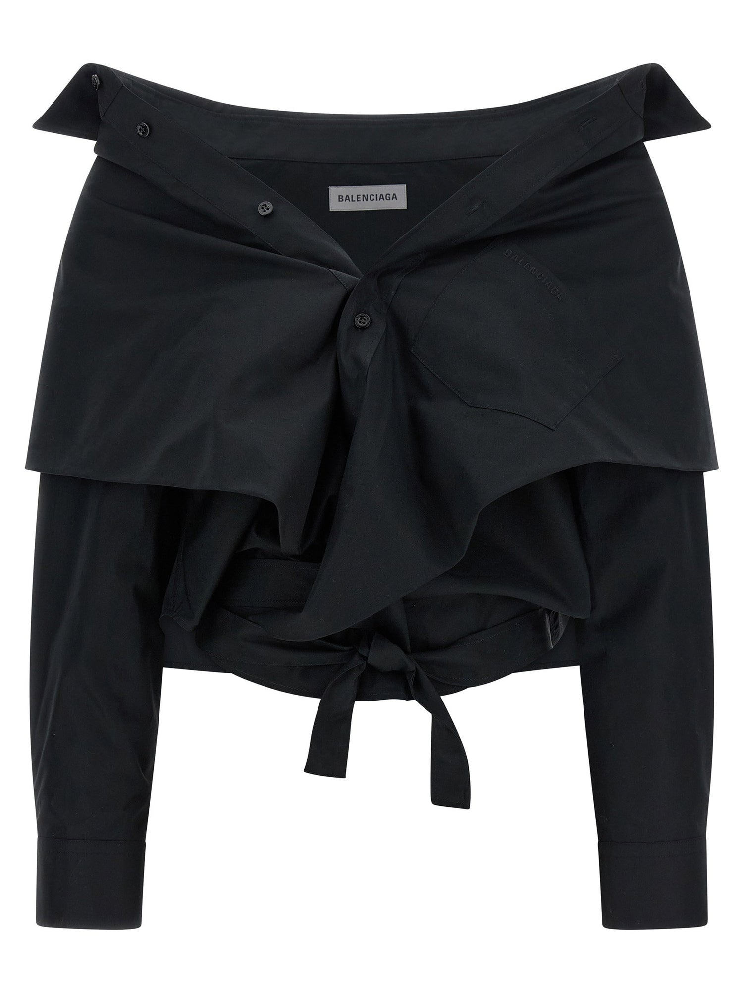 Balenciaga Crop Shirt Off The Shoulder Black