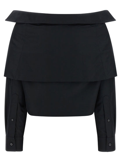 Balenciaga Crop Shirt Off The Shoulder Black