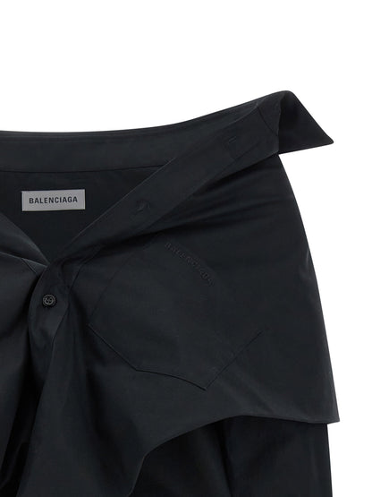 Balenciaga Crop Shirt Off The Shoulder Black