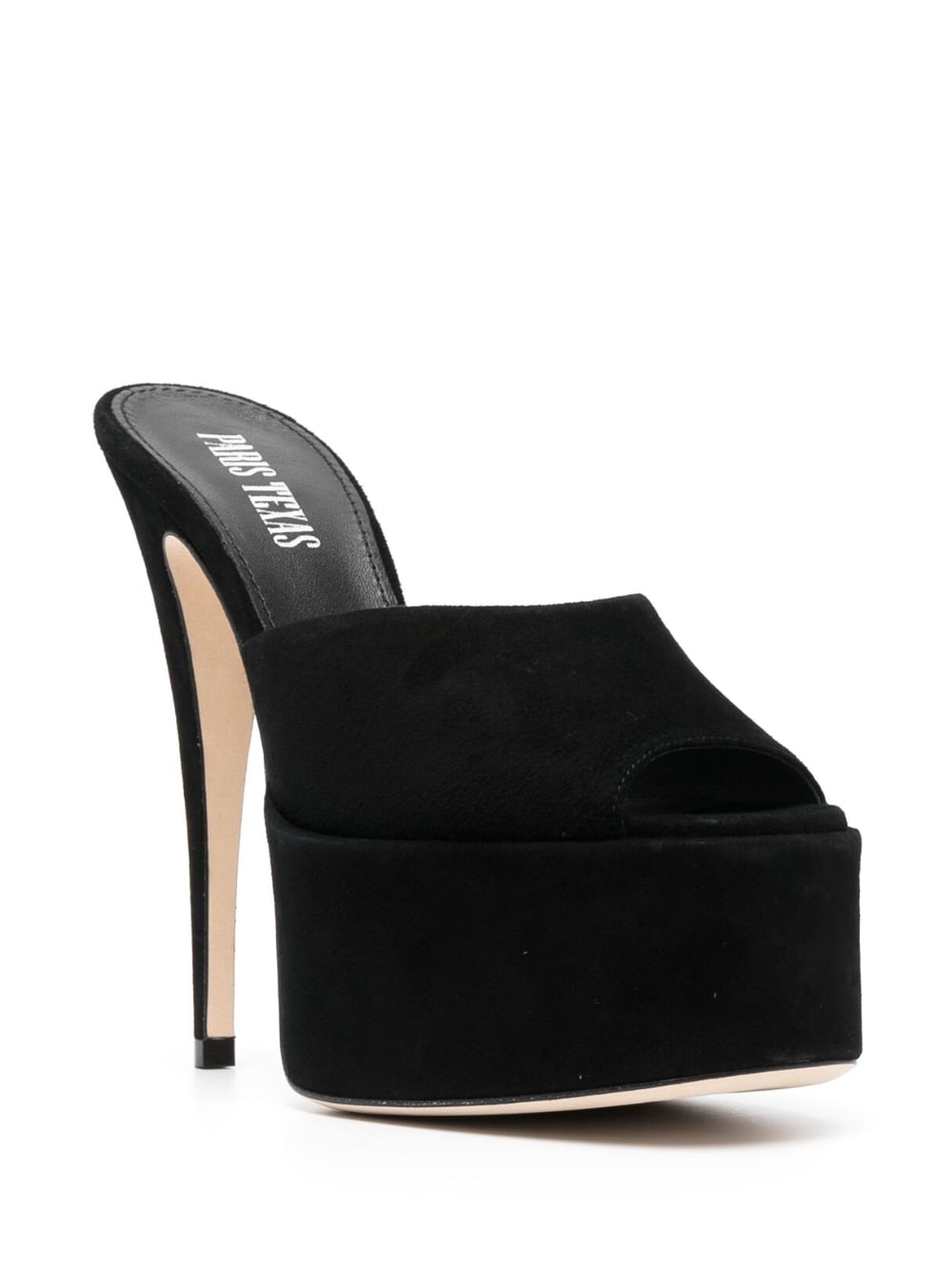 Peep-toe stiletto-heel mules