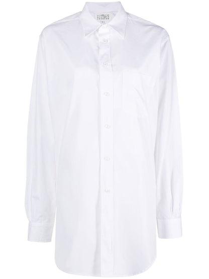 Maison Margiela Long Cotton Poplin Shirt in White White
