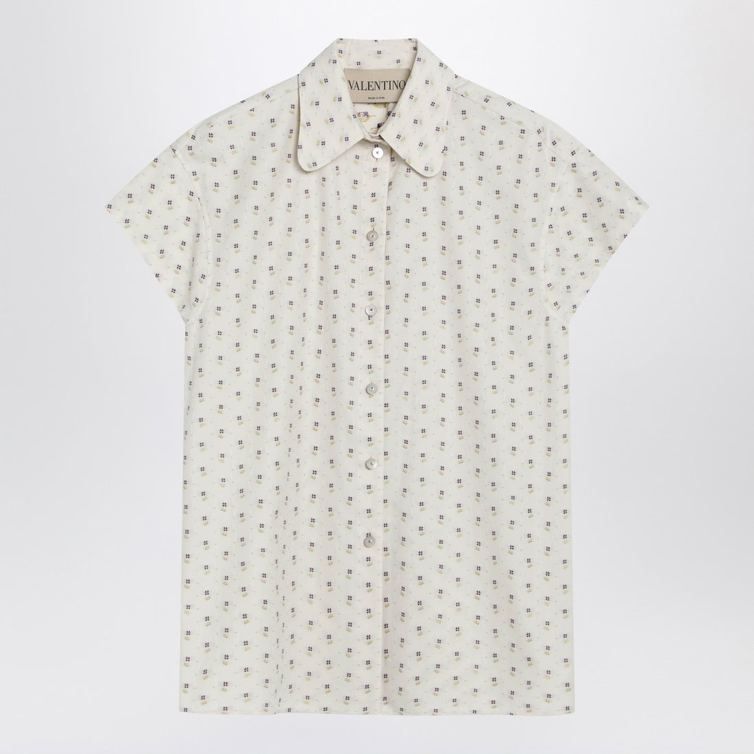 Valentino Garavani Short-Sleeved Floral Shirt Beige