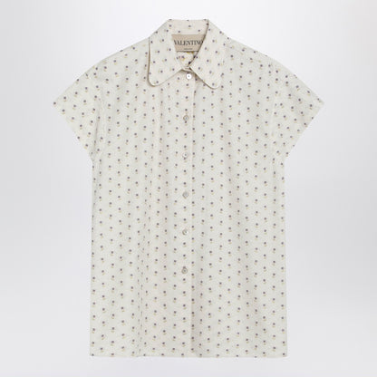 Valentino Garavani Short-Sleeved Floral Shirt Beige