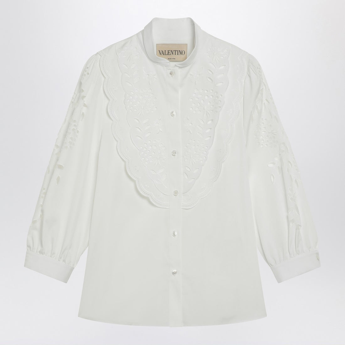 Valentino Sangallo Embroidered Cotton Shirt White