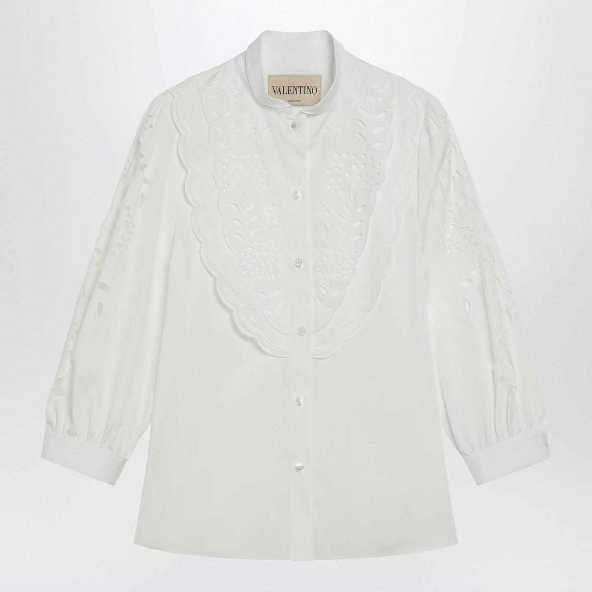 Valentino Sangallo Embroidered Cotton Shirt White