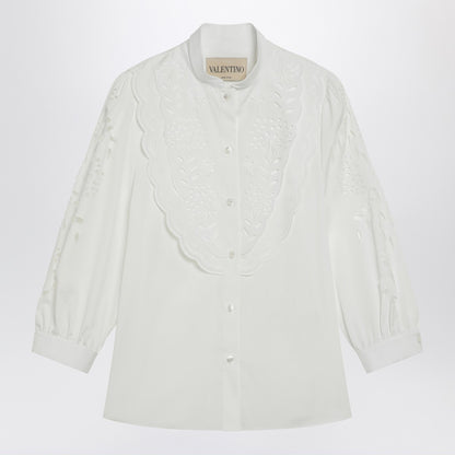 Valentino Sangallo Embroidered Cotton Shirt White
